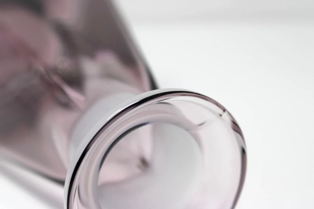 Vintage Purple Glass Decanter w/ Clear Stopper – 13” Tall, Geometric Design